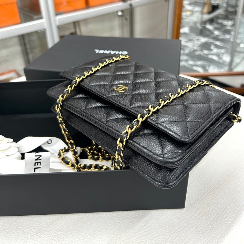 Chanel黑金荔枝牛皮WOC-4