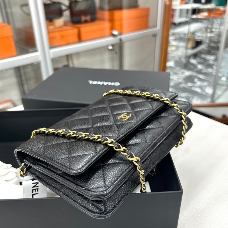 Chanel黑金荔枝牛皮WOC-5