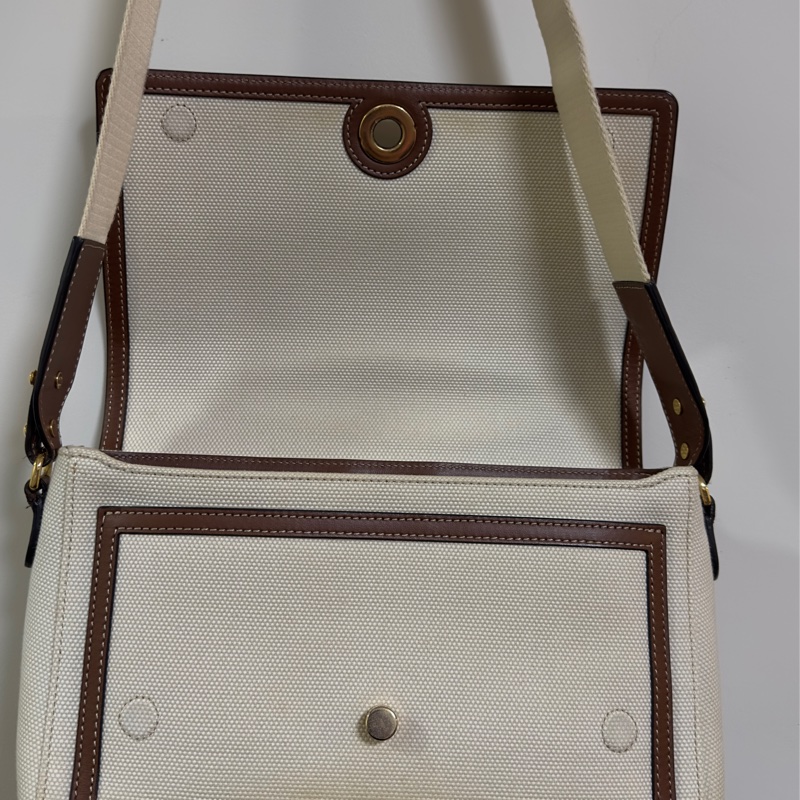 BURBERRY 巴寶莉 Horseferry印花帆布Note 斜背包 米白-18