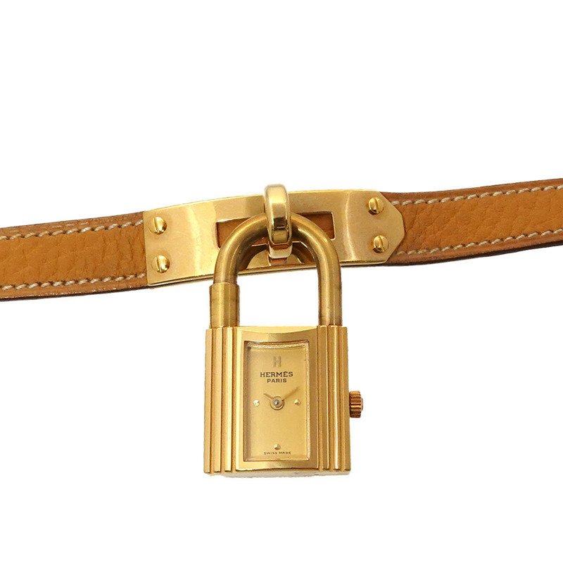 愛馬仕 Kelly 女士腕錶，金色石英錶，配 Cadena 錶帶-0