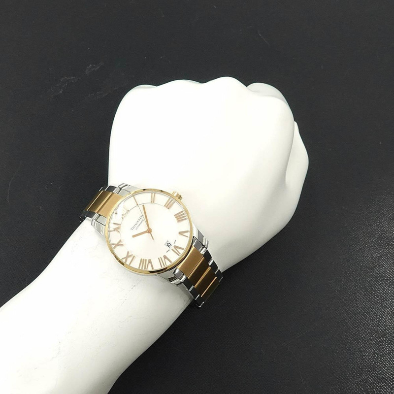 Tiffany & Co.) Atlas 雙色男士腕錶，34876045，日期顯示，銀色錶殼，18K 玫瑰金錶殼，自動上鍊-3