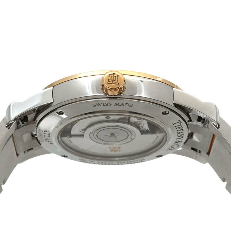 Tiffany & Co.) Atlas 雙色男士腕錶，34876045，日期顯示，銀色錶殼，18K 玫瑰金錶殼，自動上鍊-5