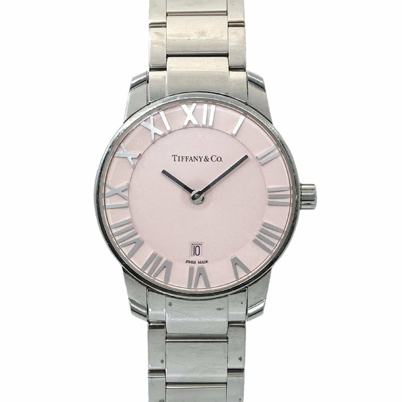 Tiffany & Co.) Atlasdome 35188576 女士粉紅日期石英腕錶-0