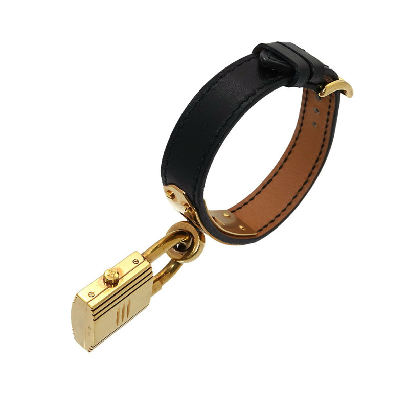 愛馬仕 Kelly 女士腕錶，金色和黑色石英錶盤，帶 Cadena 錶帶-6