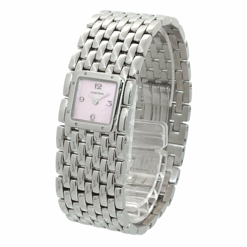 卡地亞 Panthere Ruban W61003T9 女士粉紅貝殼石英腕錶-2