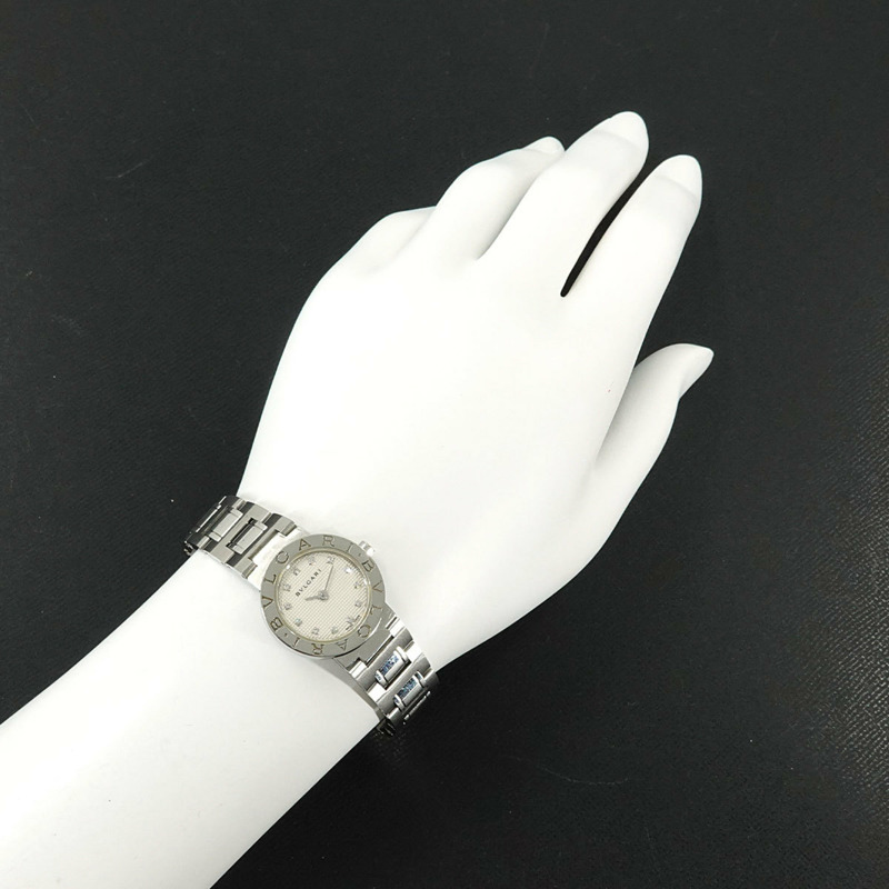 寶格麗 BB23SS 女士腕錶 12P 鑲鑽銀色石英錶-2