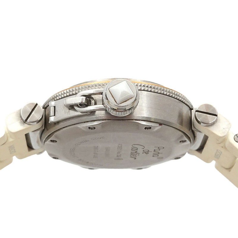 卡地亞 Pasha Seatimer 雙色腕錶 W3140001 女士日期顯示銀色 PG 石英錶-5