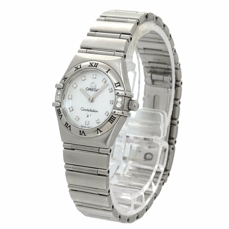 歐米茄星座系列迷你款 My Choice 1566 76 4P 鑲鑽錶圈女錶 12P 白色錶殼 石英錶-1