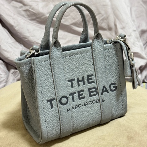 MARC JACOBS THE TOTE BAG 小款 皮革托特包（灰藍色）