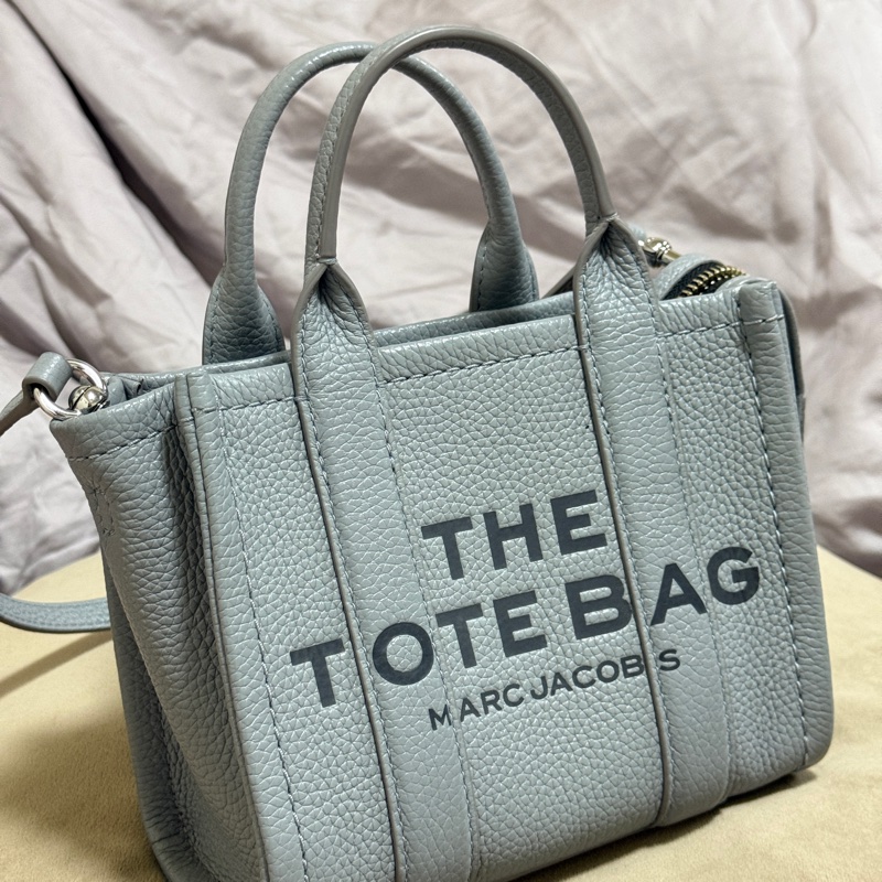 MARC JACOBS THE TOTE BAG 小款 皮革托特包（灰藍色）-3