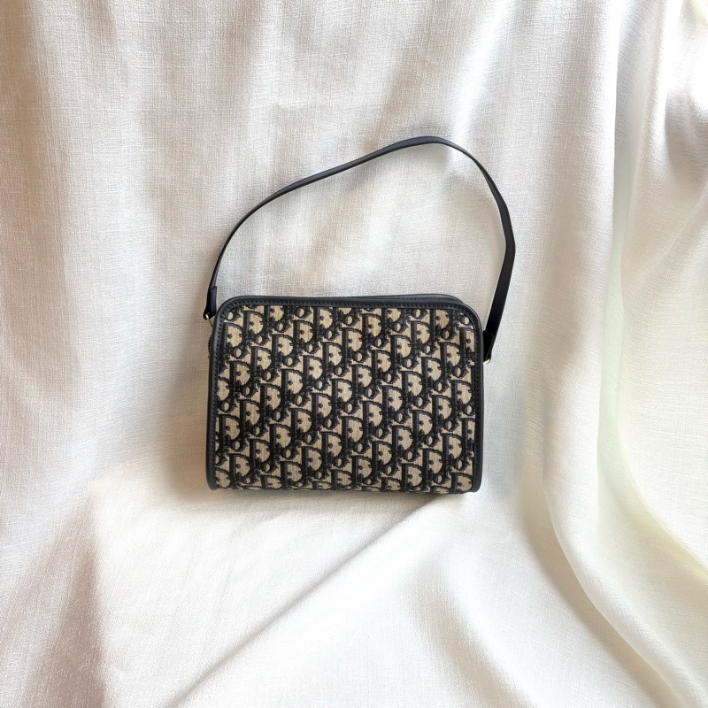 Dior 刺繡藍花拉鏈包 單肩包-2