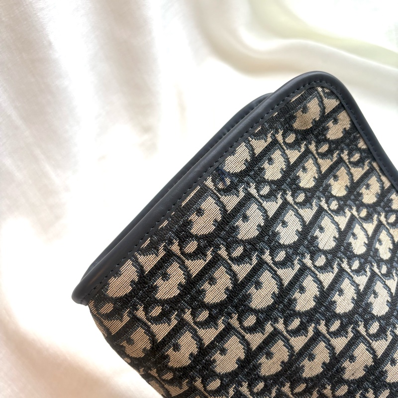 Dior 刺繡藍花拉鏈包 單肩包-12