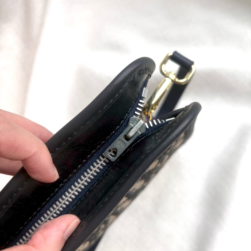 Dior 刺繡藍花拉鏈包 單肩包-18