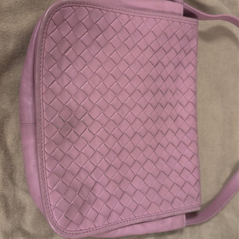 Bottega Veneta 丁香紫 Intrecciato 編織納帕皮革斜背包（二手）-20