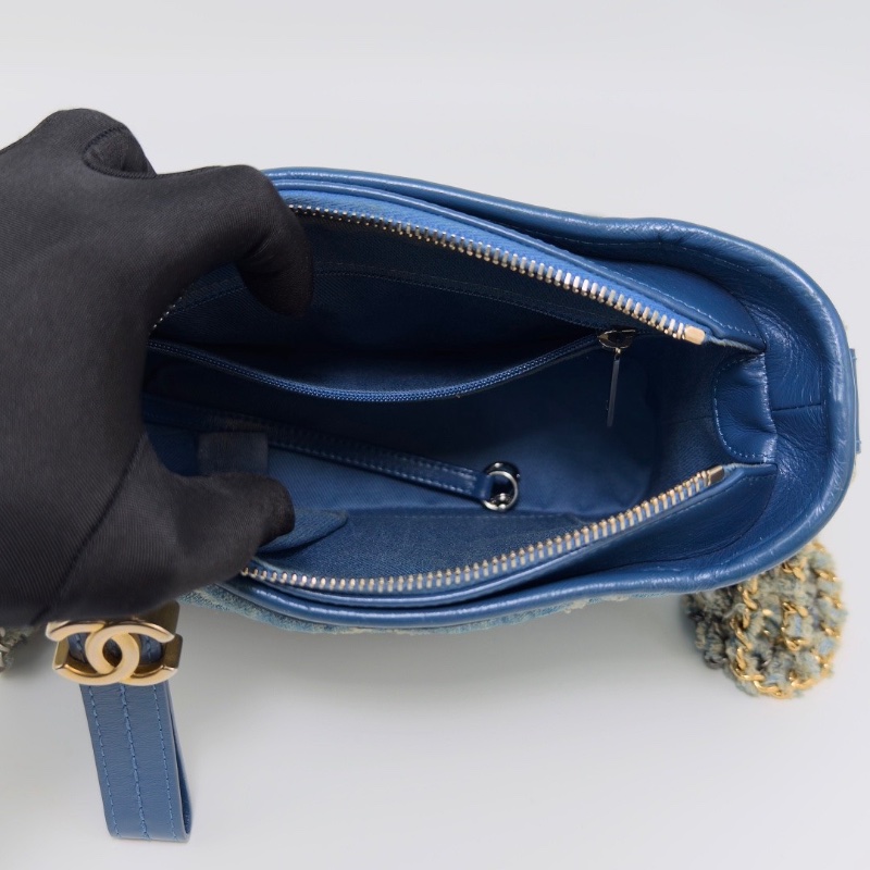 CHANEL 牛仔丹寧小號流浪鏈條包 20*15*8 98新配件盒子塵袋-2