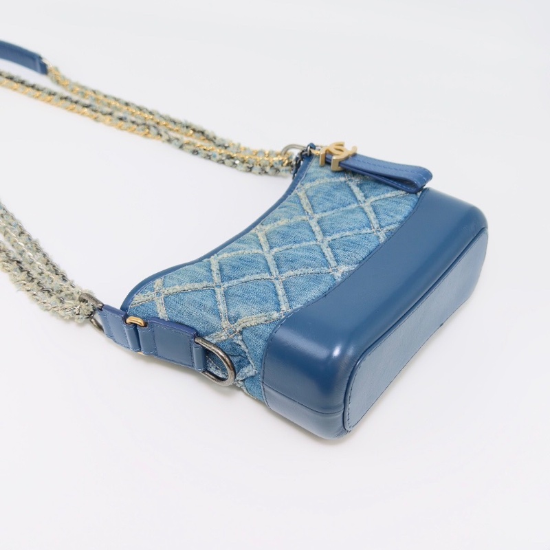 CHANEL 牛仔丹寧小號流浪鏈條包 20*15*8 98新配件盒子塵袋-3