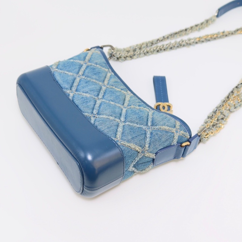 CHANEL 牛仔丹寧小號流浪鏈條包 20*15*8 98新配件盒子塵袋-5