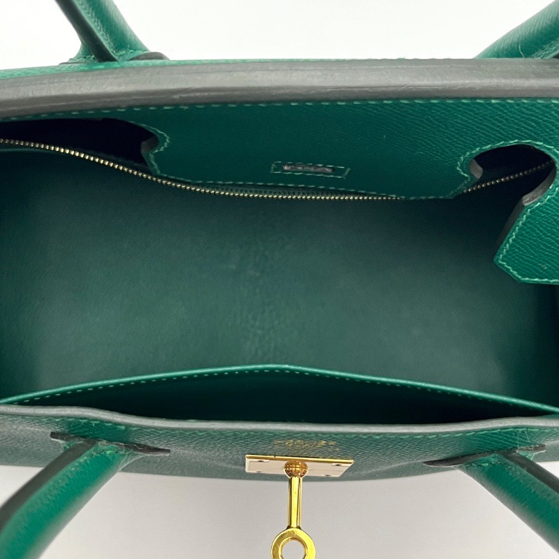 HERMES Birkin30維羅納綠金扣手提包30*24*17 99新配件盒子塵袋鎖鑰匙雨衣-2