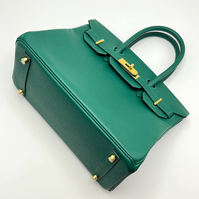 HERMES Birkin30維羅納綠金扣手提包30*24*17 99新配件盒子塵袋鎖鑰匙雨衣-3