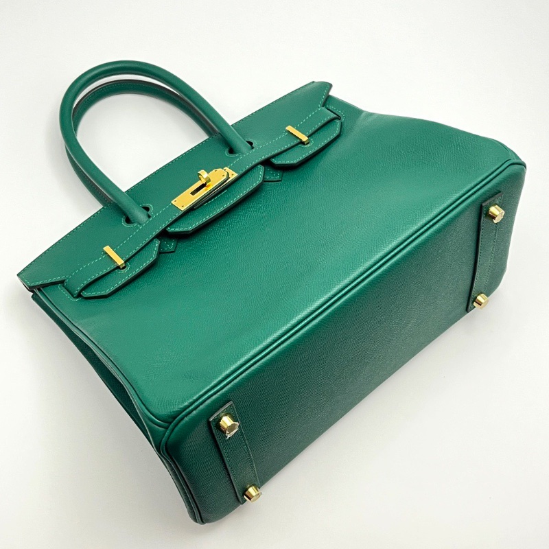 HERMES Birkin30維羅納綠金扣手提包30*24*17 99新配件盒子塵袋鎖鑰匙雨衣-5
