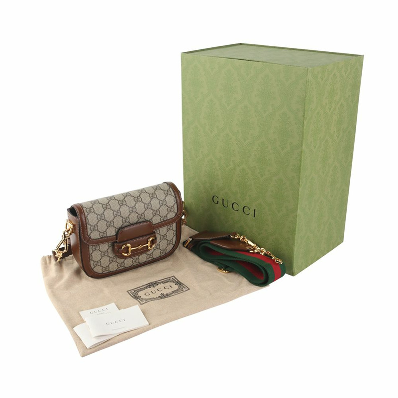 【包稅】GUCCI GG Supreme 馬銜扣 1955 迷你斜背包 658574-7