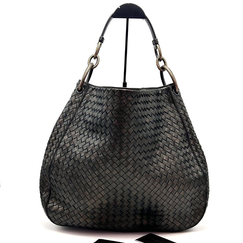 BV 黑色經典編織手提肩背腋下包36*34*8 98新配件塵袋-1