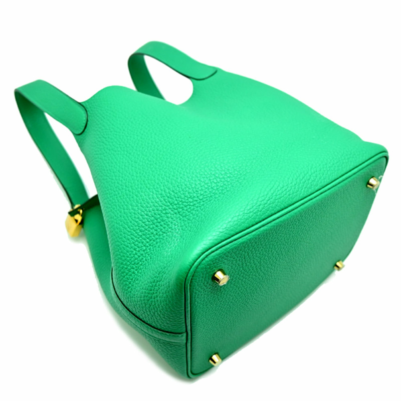 愛馬仕 Hermès Picotin Lock MM Z Stamp，2021 年款，金色五金，女士手提包，Taurillon Clemence 皮革，Vert Comic 色-2