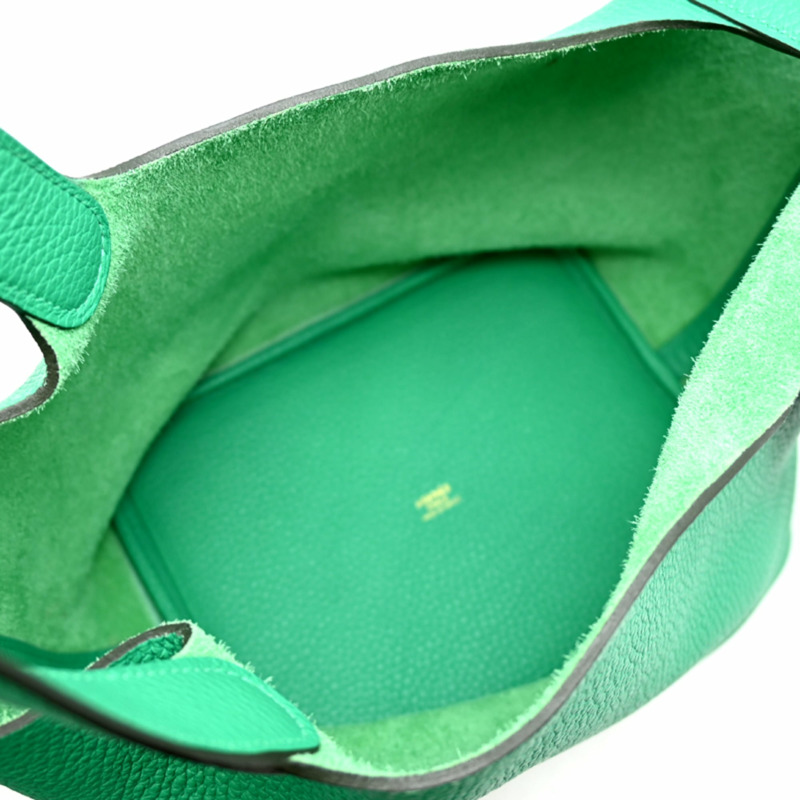 愛馬仕 Hermès Picotin Lock MM Z Stamp，2021 年款，金色五金，女士手提包，Taurillon Clemence 皮革，Vert Comic 色-4