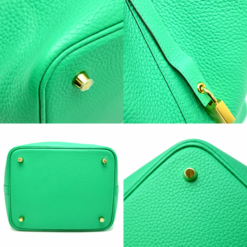 愛馬仕 Hermès Picotin Lock MM Z Stamp，2021 年款，金色五金，女士手提包，Taurillon Clemence 皮革，Vert Comic 色-6