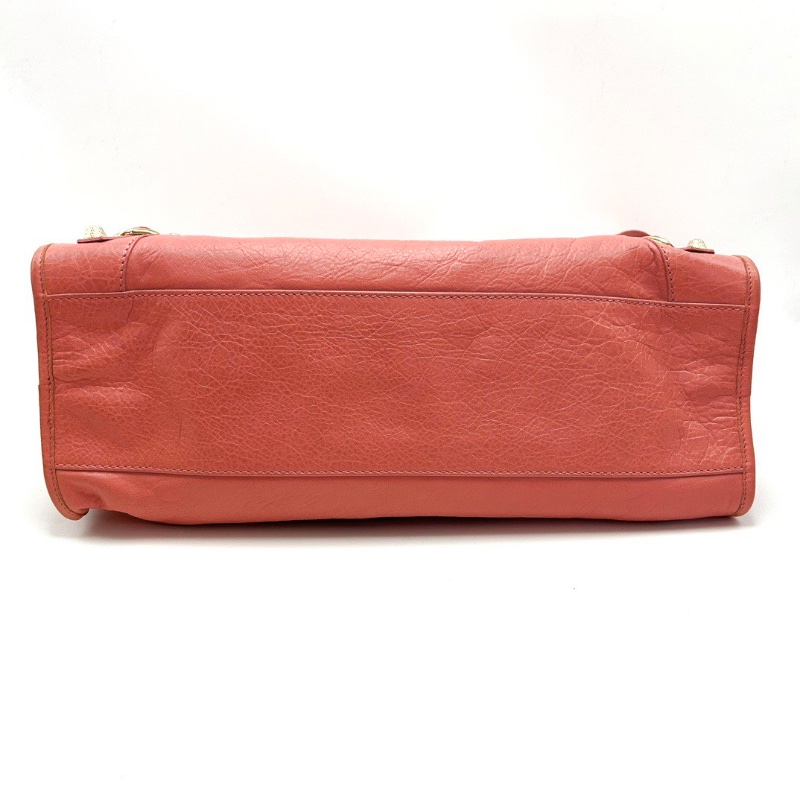 BALENCIAGA 粉金中號手提肩背機車包 38*24*13.5 98新配件塵袋鏡子-4