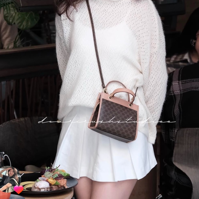 Celine 凱旋門中古拉鍊小盒子 斜挎包-3