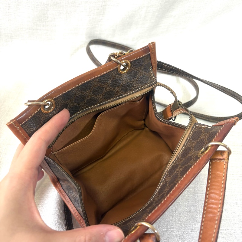Celine 凱旋門中古拉鍊小盒子 斜挎包-14