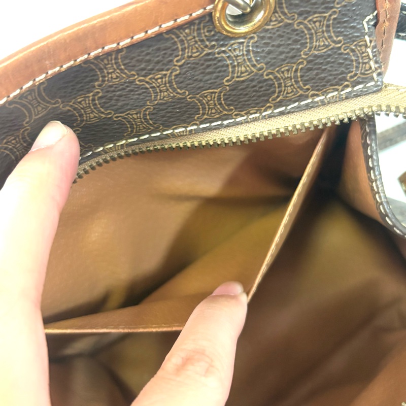 Celine 凱旋門中古拉鍊小盒子 斜挎包-16