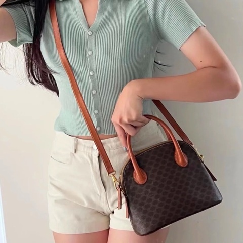 Celine 中古凱旋門老花貝殼包 斜挎包Alma BB