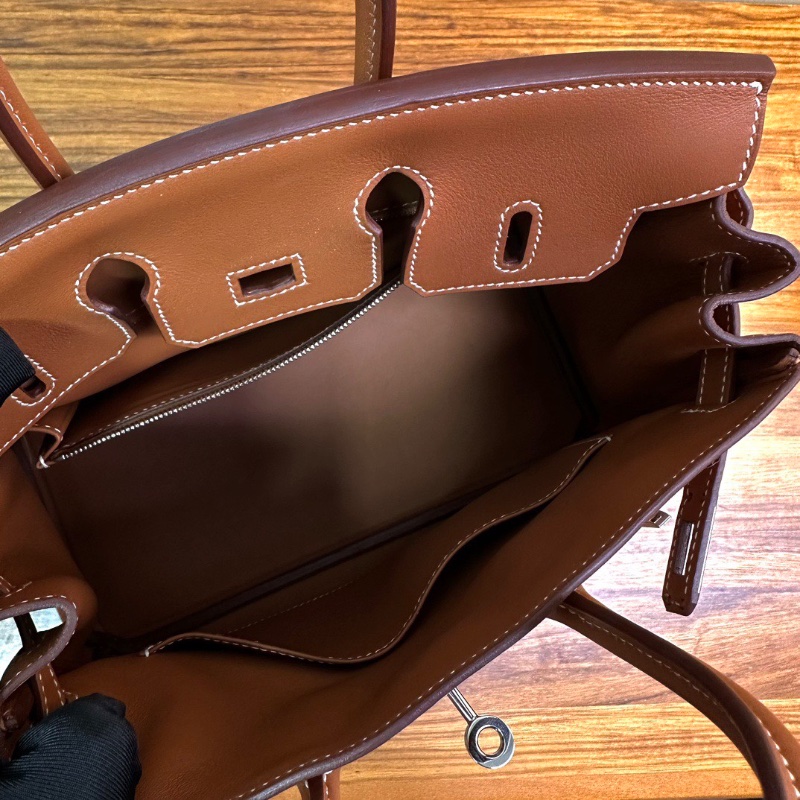 HERMES 金棕銀扣birkin25 S皮手提包25*18*13 全新閒置配件盒子塵袋雨衣購證鑰匙鎖-1
