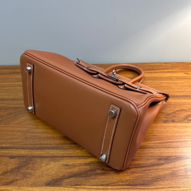 HERMES 金棕銀扣birkin25 S皮手提包25*18*13 全新閒置配件盒子塵袋雨衣購證鑰匙鎖-2