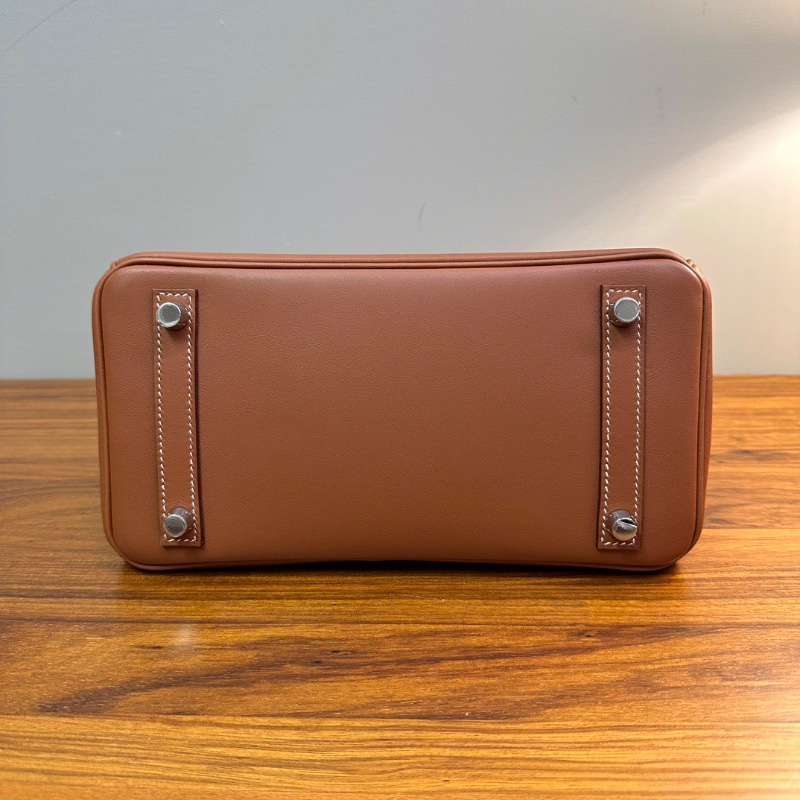 HERMES 金棕銀扣birkin25 S皮手提包25*18*13 全新閒置配件盒子塵袋雨衣購證鑰匙鎖-3