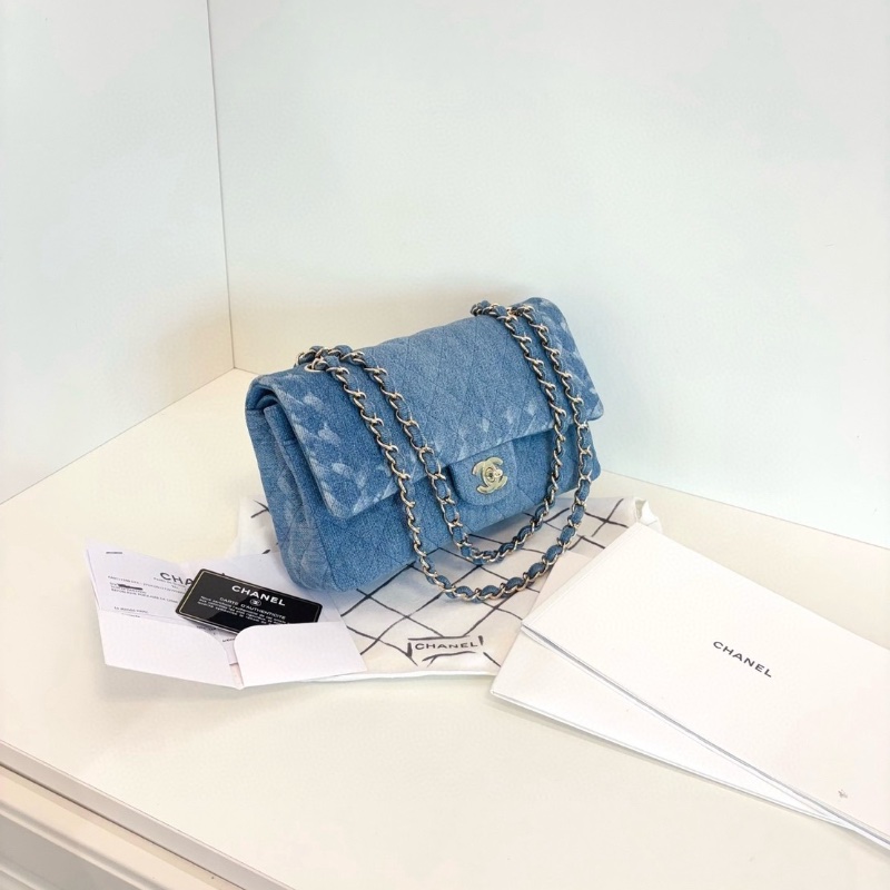 Chanel 季節限量   牛仔CF 中號26*15*6  99新配件塵袋保卡購證-3