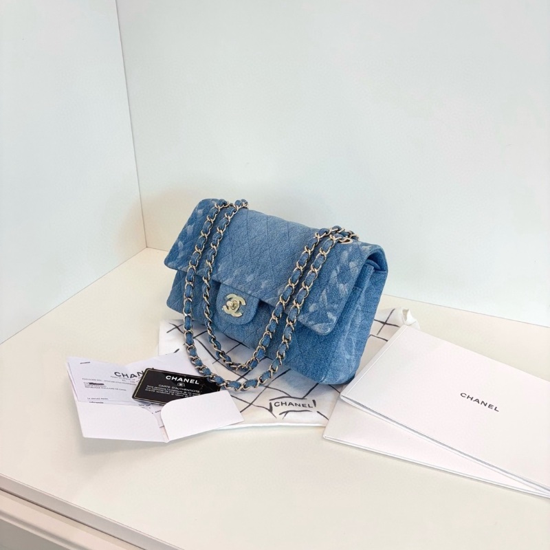 Chanel 季節限量   牛仔CF 中號26*15*6  99新配件塵袋保卡購證-4