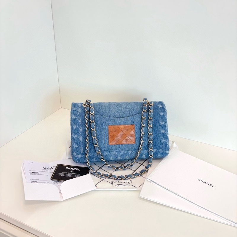 Chanel 季節限量   牛仔CF 中號26*15*6  99新配件塵袋保卡購證-5