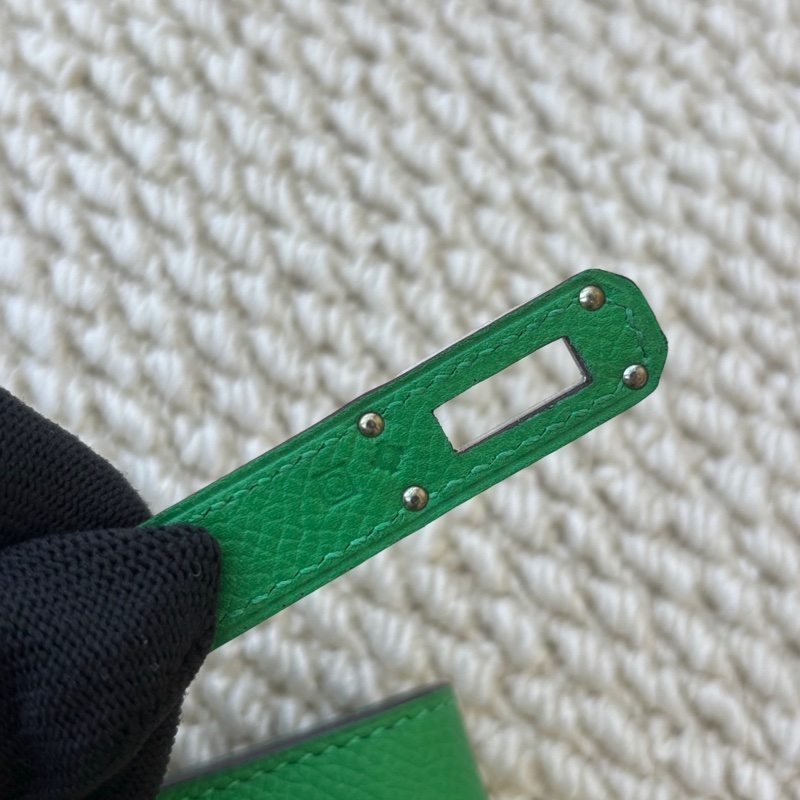 🌈Hermes💚Kelly Wallet💚竹子綠色銀扣扣🌟99.8新閑置🌈Epsom皮🌟愛馬仕🌟-6