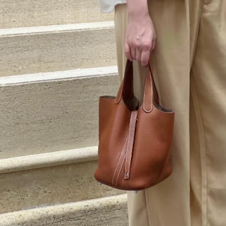 養馬入門首選🐎99新😍Hermes金棕銀扣Picotin18菜籃子包手提包-2