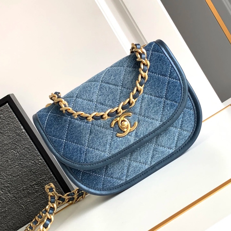 #專櫃2️⃣0️⃣多萬 #近新閒置 香奈兒牛仔藍郵差包 芯片款-4