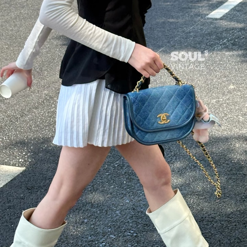 #專櫃2️⃣0️⃣多萬 #近新閒置 香奈兒牛仔藍郵差包 芯片款-5