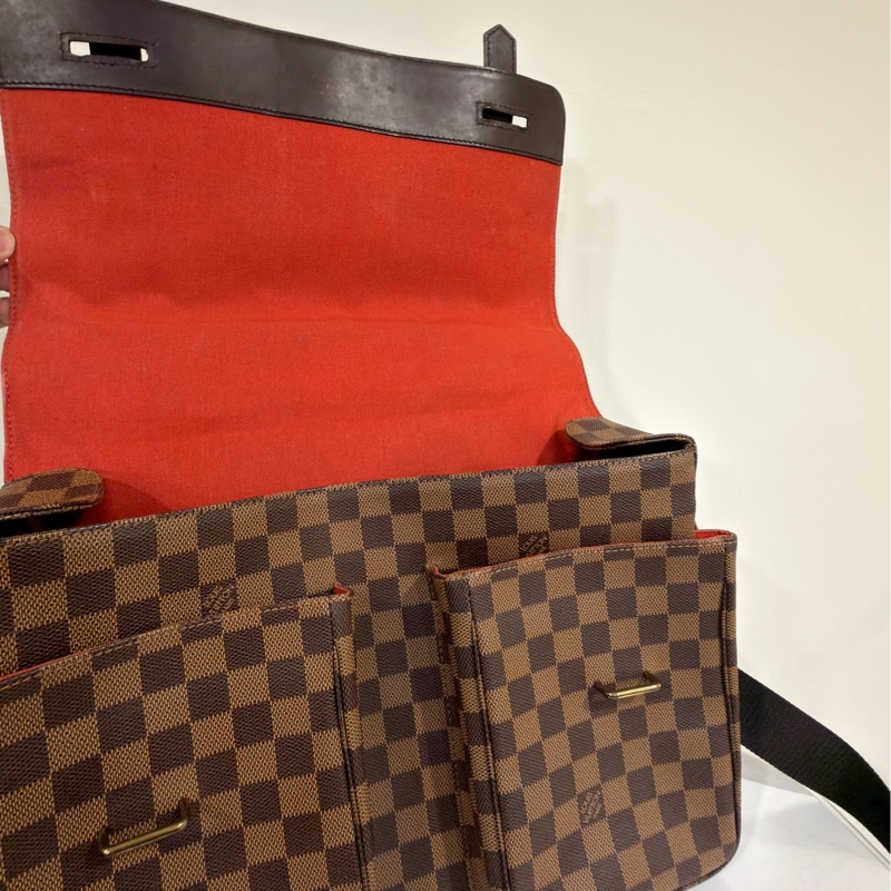 帥得太超過😎限時優惠價😍LV棋盤格Damier咖啡格紋公事包手提肩背包斜挎包-18