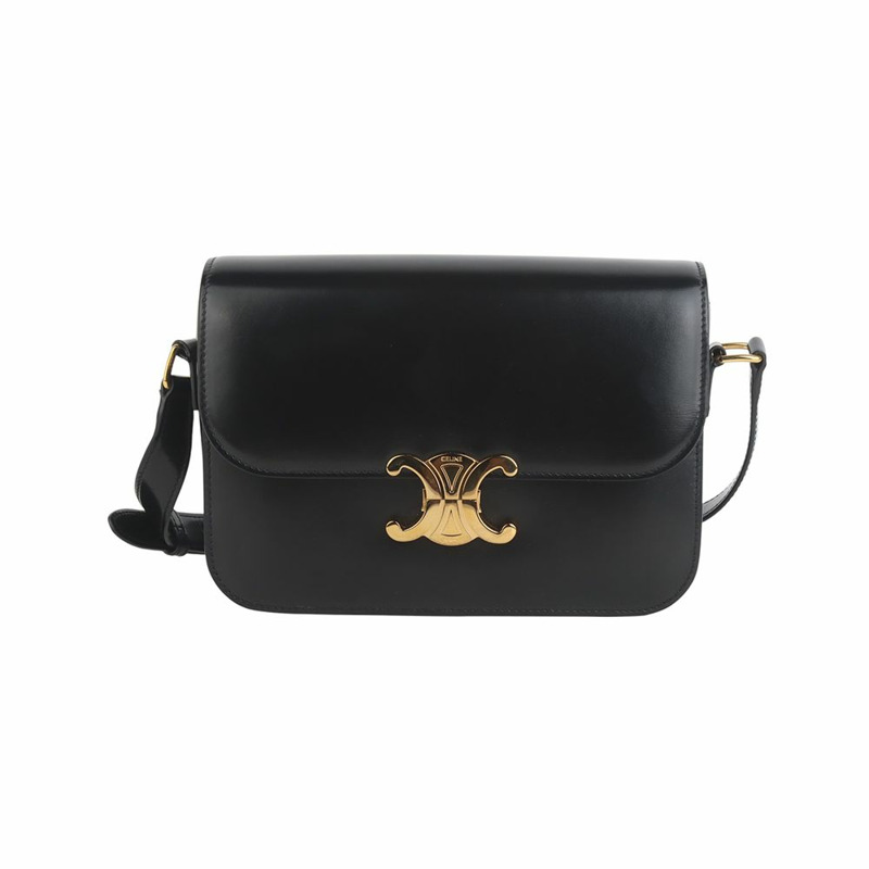 【包稅】CELINE 亮面小牛皮經典 Triomphe 中斜背包 35975Y-0