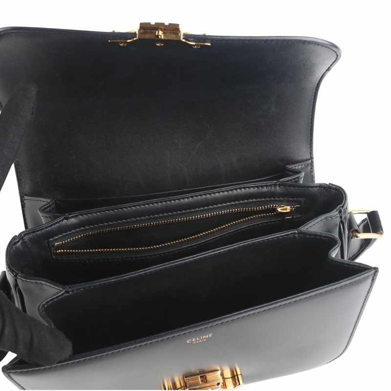 【包稅】CELINE 亮面小牛皮經典 Triomphe 中斜背包 35975Y-6