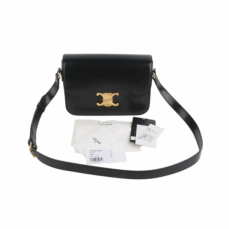 【包稅】CELINE 亮面小牛皮經典 Triomphe 中斜背包 35975Y-7