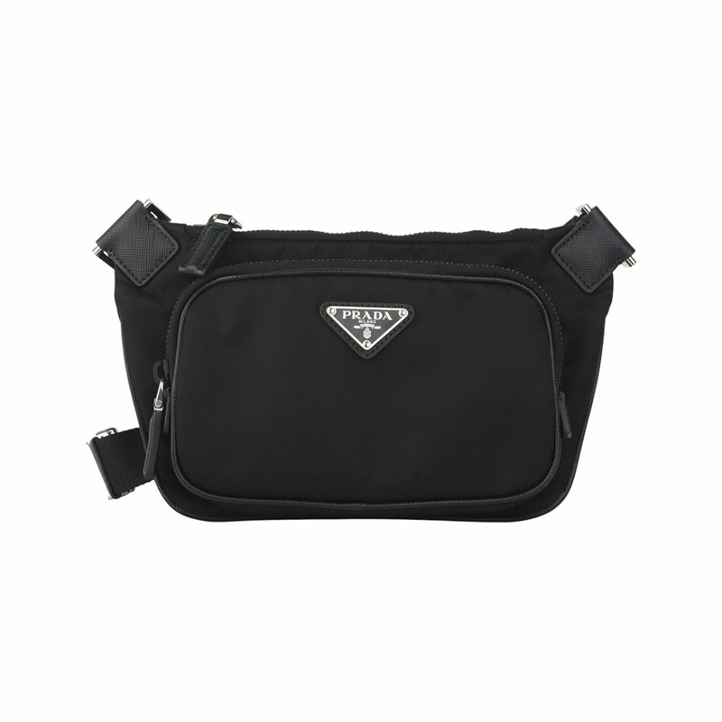 【包稅】PRADA 2VH128 尼龍 Saffiano 飾邊機車斜背包 36006-0