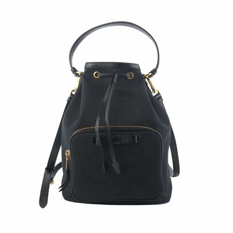 【包稅】PRADA 1BH097 Logo提花織帶水桶包 大 36045Y-0